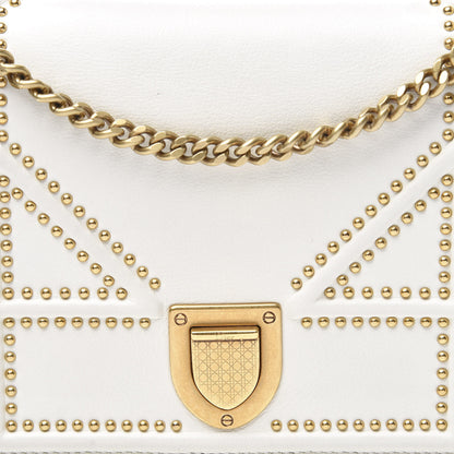 Christian Dior Calfskin Studded Diorama Wallet on Chain Pouch Off White 13 of 13