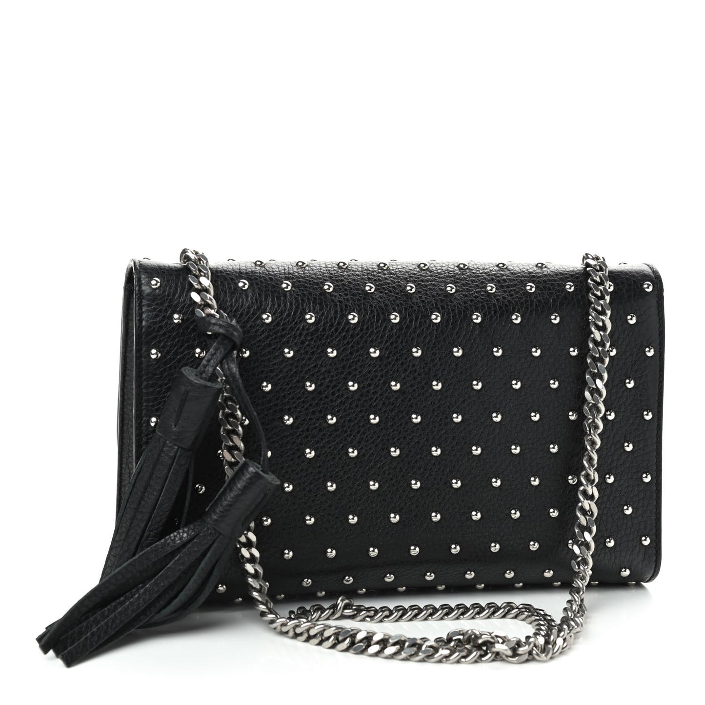 Calfskin Studded Medium Miss Bamboo Shoulder Bag Black