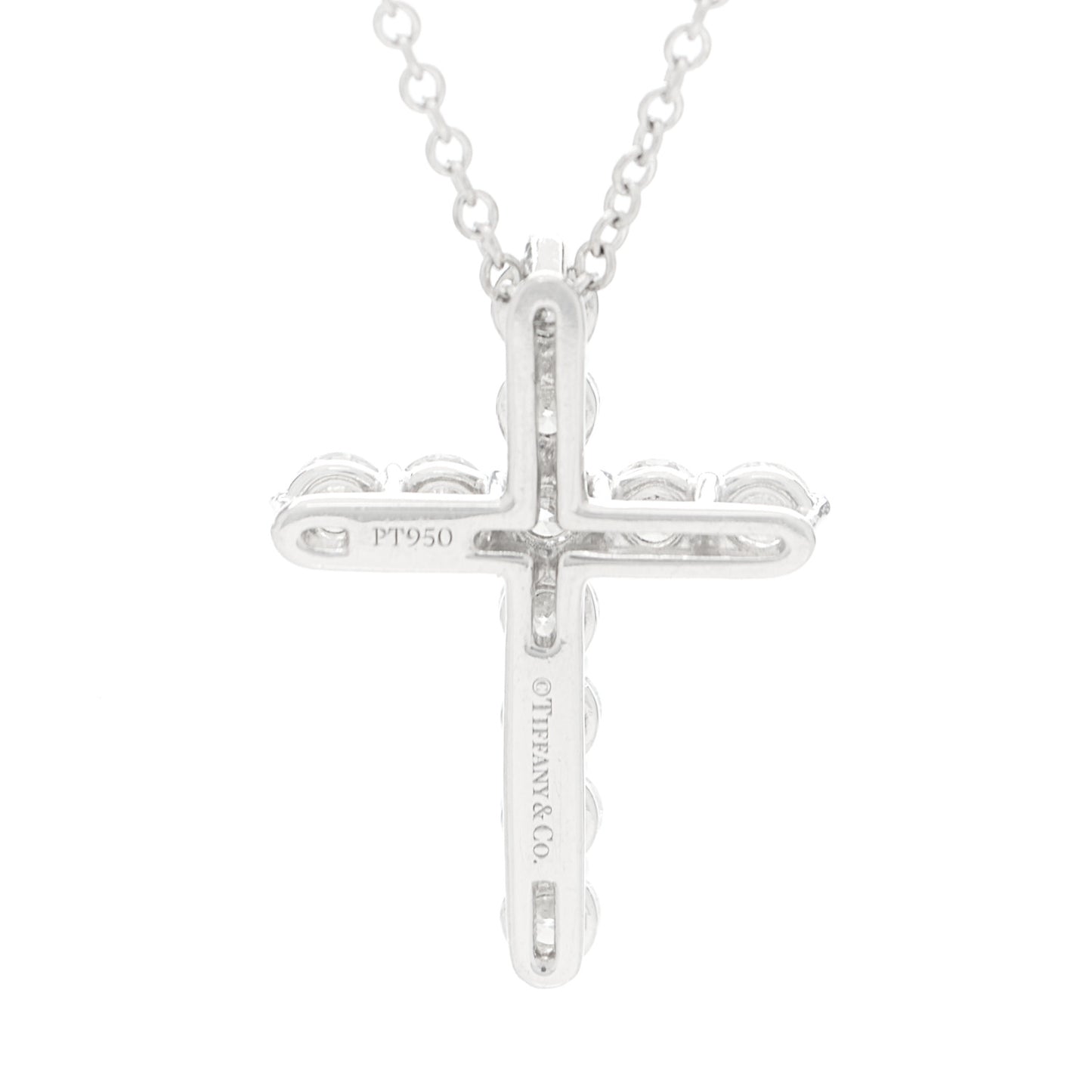 Platinum Diamond Small Cross Pendant Necklace