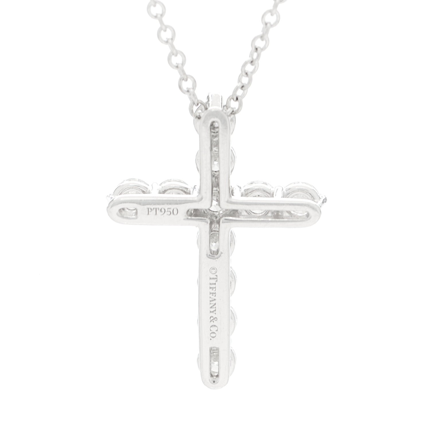 Tiffany Platinum Diamond Small Cross Pendant Necklace 5 of 5