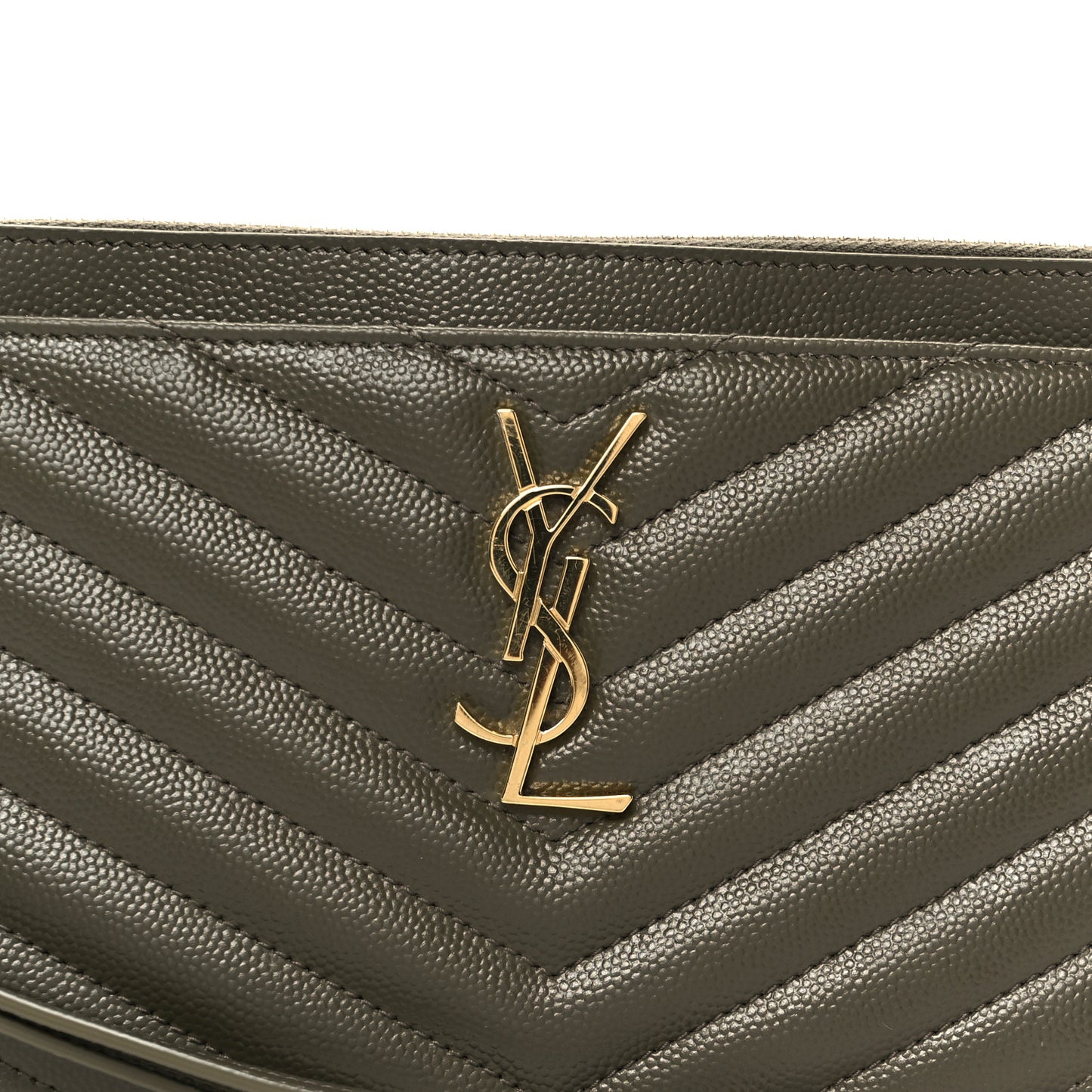 Grain De Poudre Chevron Monogram Bill Pouch Vert Kaki