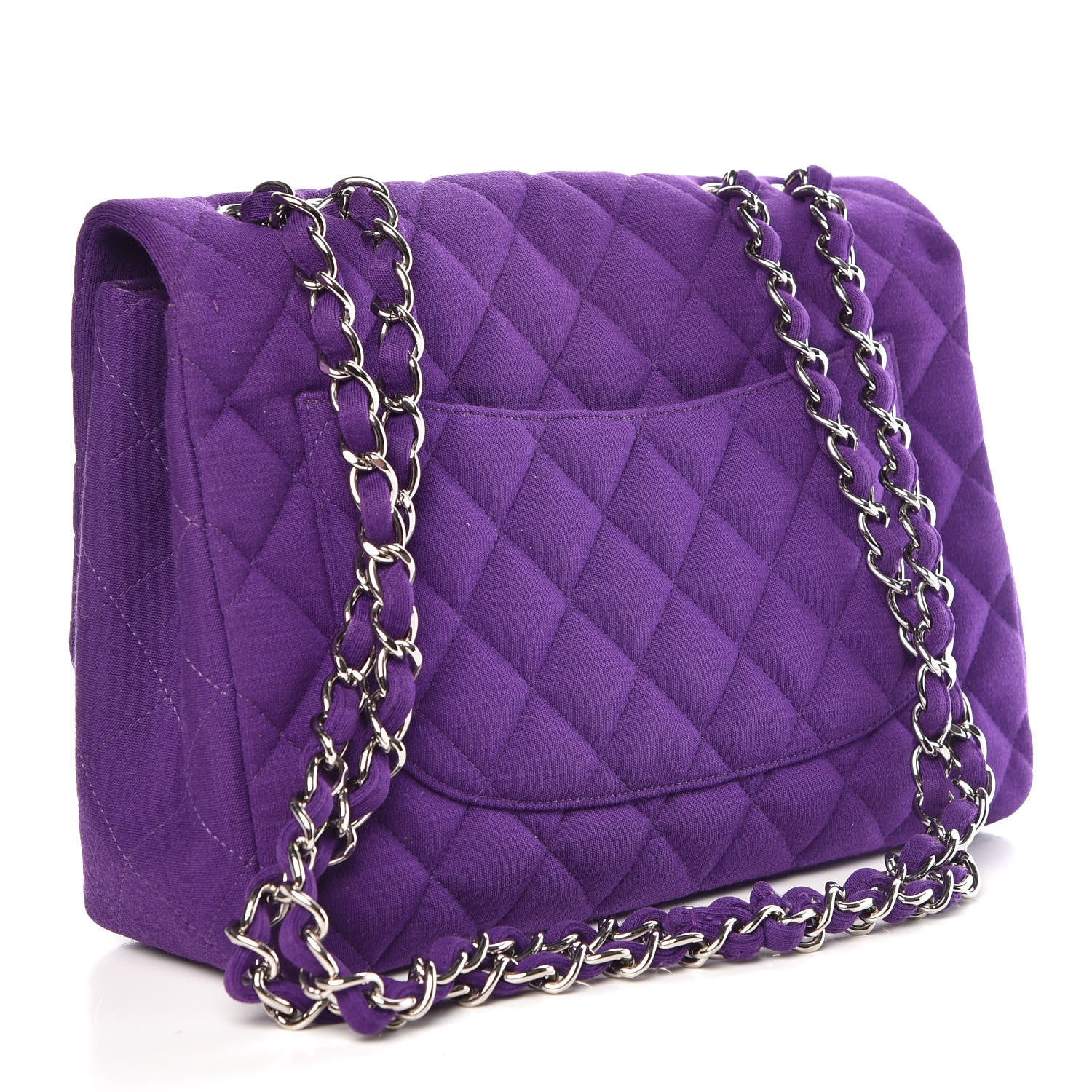 Chanel Jersey Quilted Jumbo Single Flap Purple 3 of 13