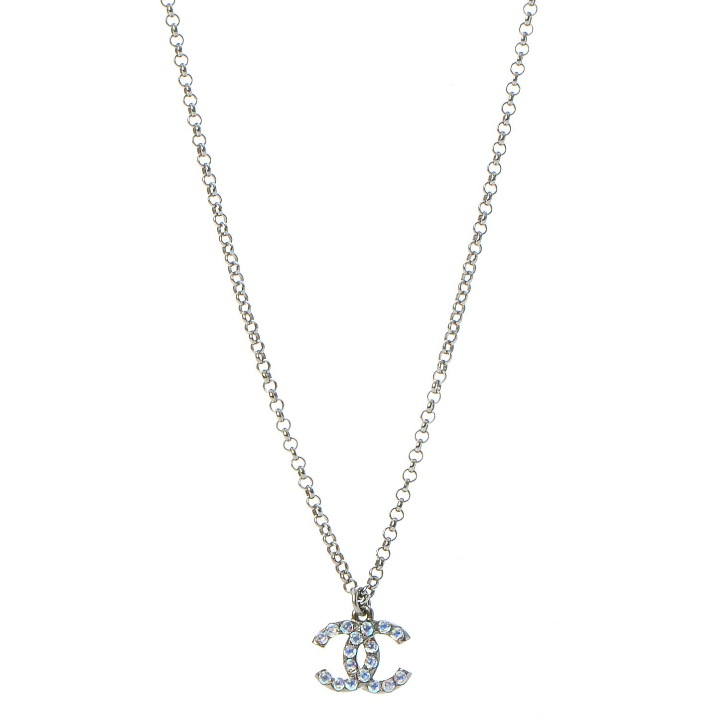 Ruthenium Crystal CC Necklace Iridescent Blue