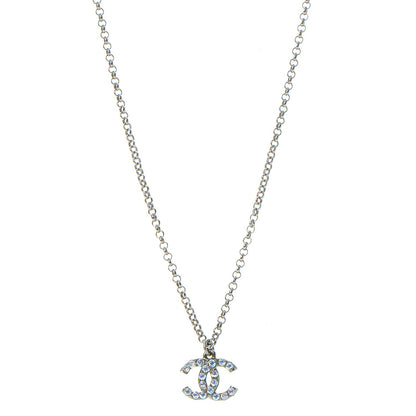 Chanel Ruthenium Crystal CC Necklace Iridescent Blue 1 of 7