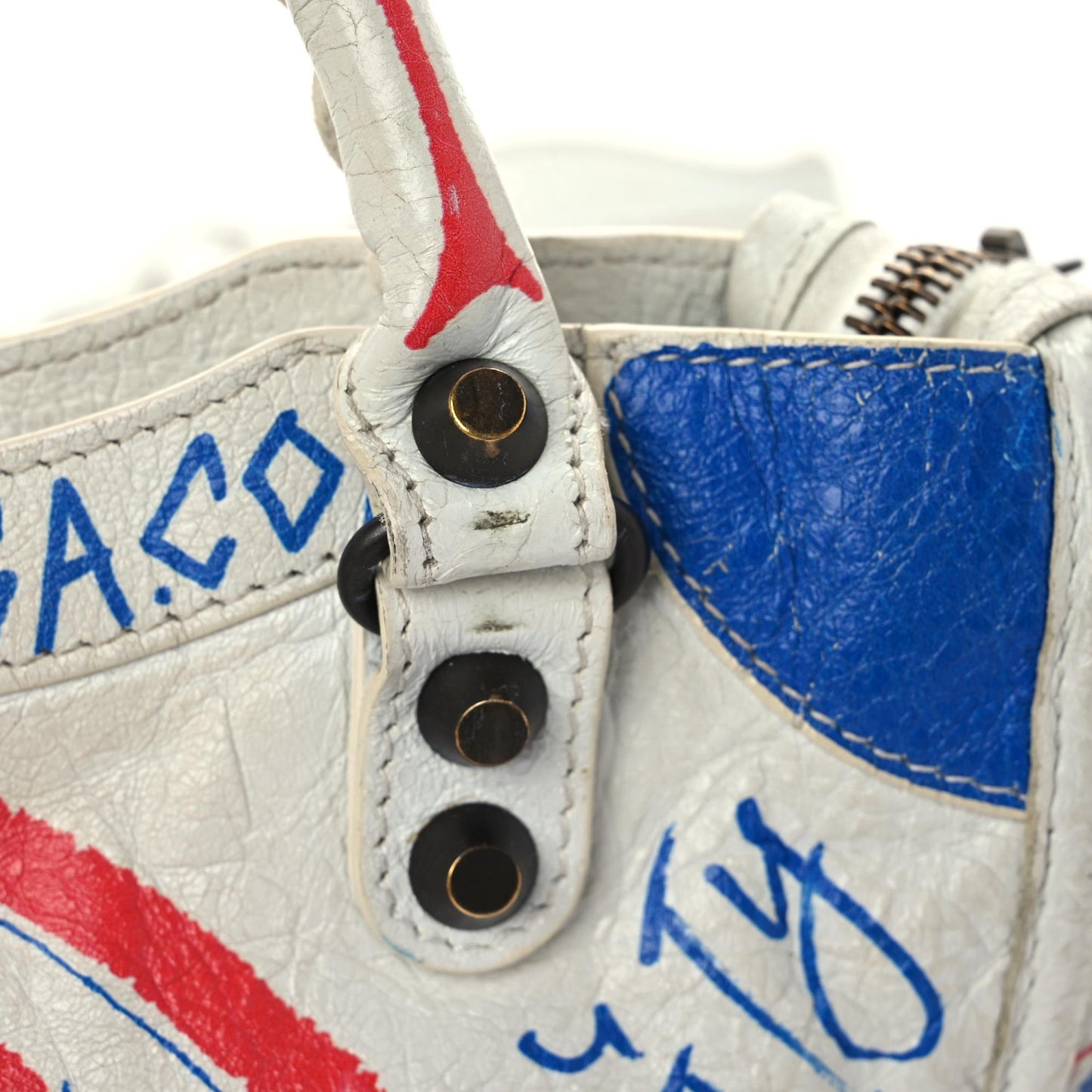 Agneau Graffiti All Over Classic Hardware Mini City White Bleu Rouge