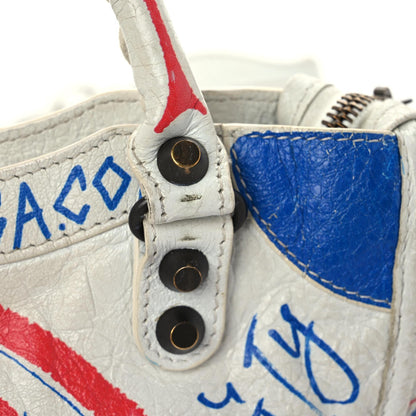 Balenciaga Agneau Graffiti All Over Classic Hardware Mini City White Bleu Rouge 9 of 31