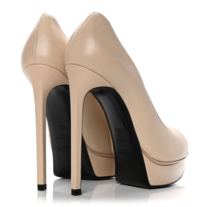 Saint Laurent Calfskin Cap Toe Janis 105 Platform Pumps 36.5 Powder 3 of 6