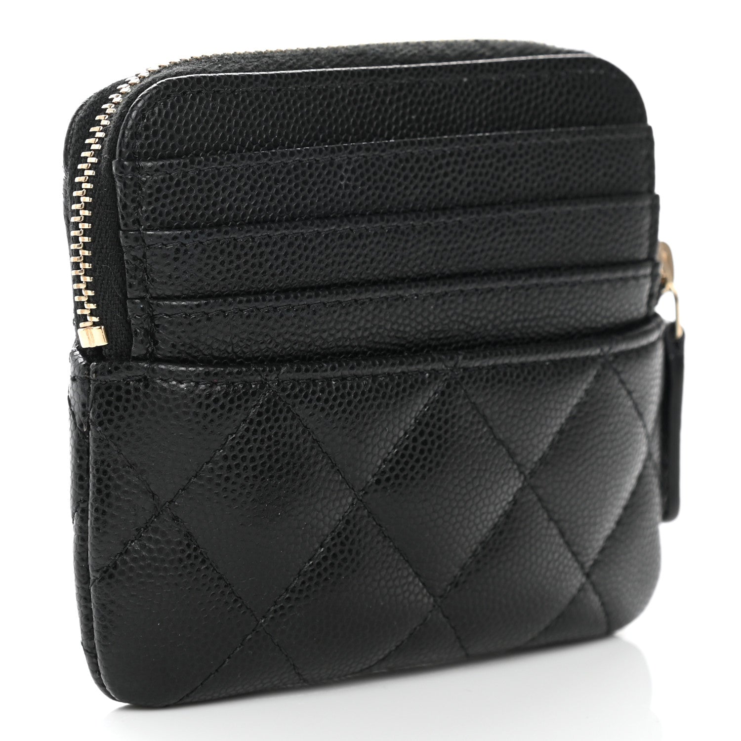 Chanel Caviar Quilted Zip Card Holder Wallet Black 3 of 8