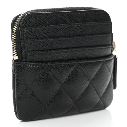 Chanel Caviar Quilted Zip Card Holder Wallet Black 3 of 8