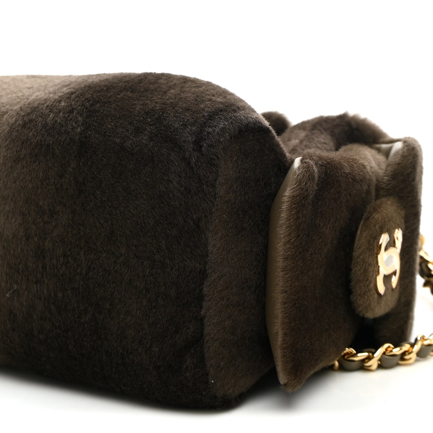 Pony Hair Mini Chanel 25 Handbag Dark Khaki