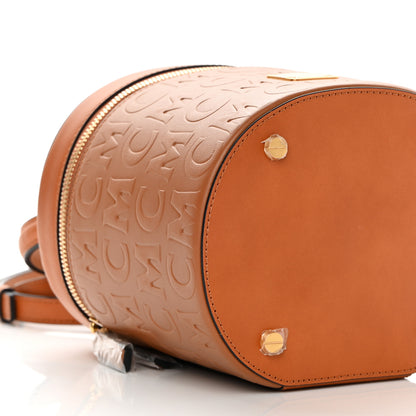 MCM Calfskin Embossed Monogram Cylinder Crossbody Bag Cognac 8 of 9