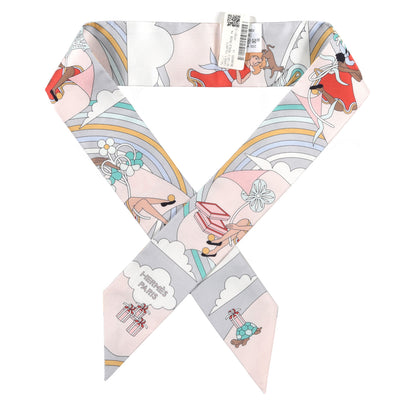 Hermes Silk Carres Volants Twilly Grenadine Gris Perle Rose Pale 1 of 4