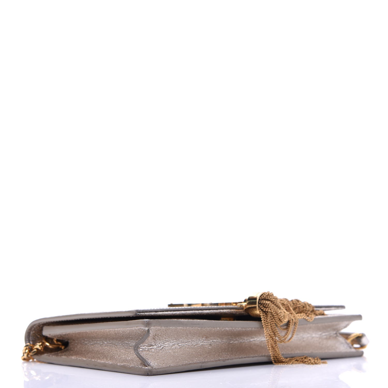 Saint Laurent Metallic Calfskin Kate Monogram Tassel Chain Wallet Gold 4 of 14