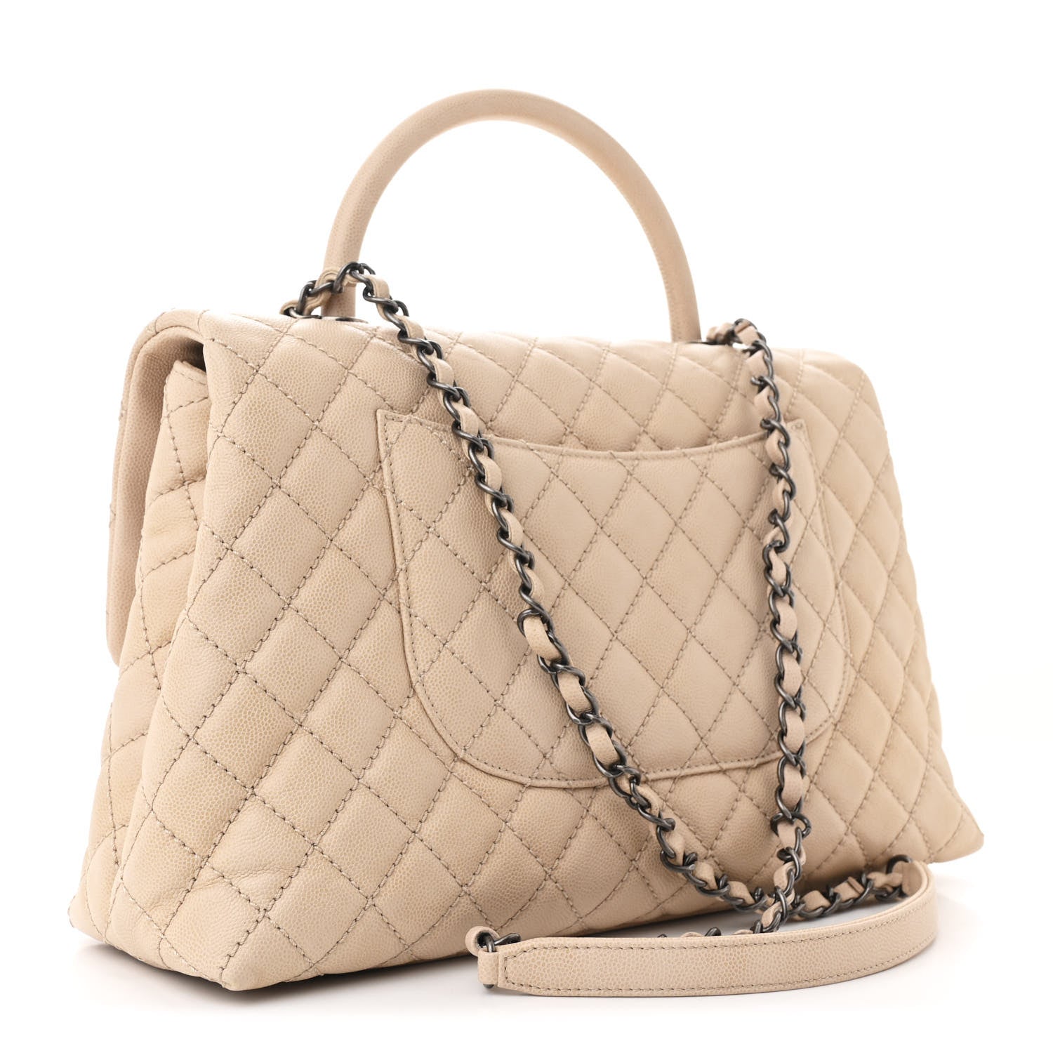 Chanel Caviar Quilted Small Coco Handle Flap Light Beige 3 of 11