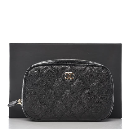 Chanel Caviar Quilted Small Curvy Pouch Cosmetic Case Black 16 of 16