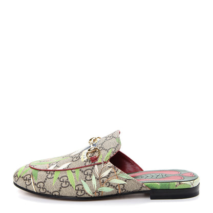 Gucci GG Supreme Monogram Tian Womens Princetown Slippers 36 Beige Ebony Multicolor 1 of 11