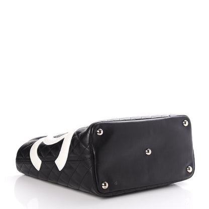 Chanel Calfskin Quilted Large Cambon Tote Black White 4 of 9