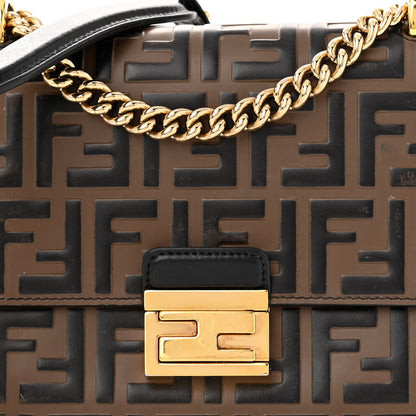 Fendi Vitello Liberty Bi-Color FF 1974 Embossed Small Kan U Shoulder Bag Maya Black 8 of 15