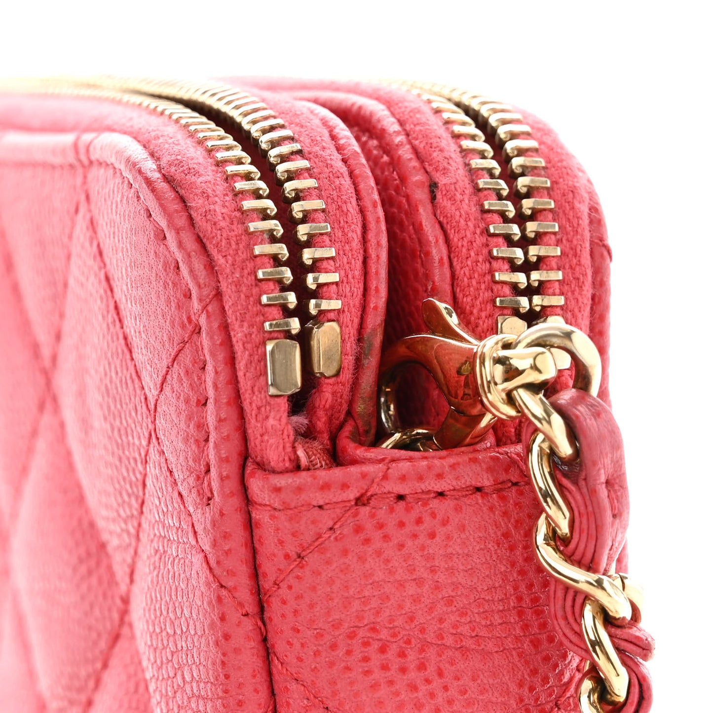 Caviar Quilted Small Clutch With Chain Pink