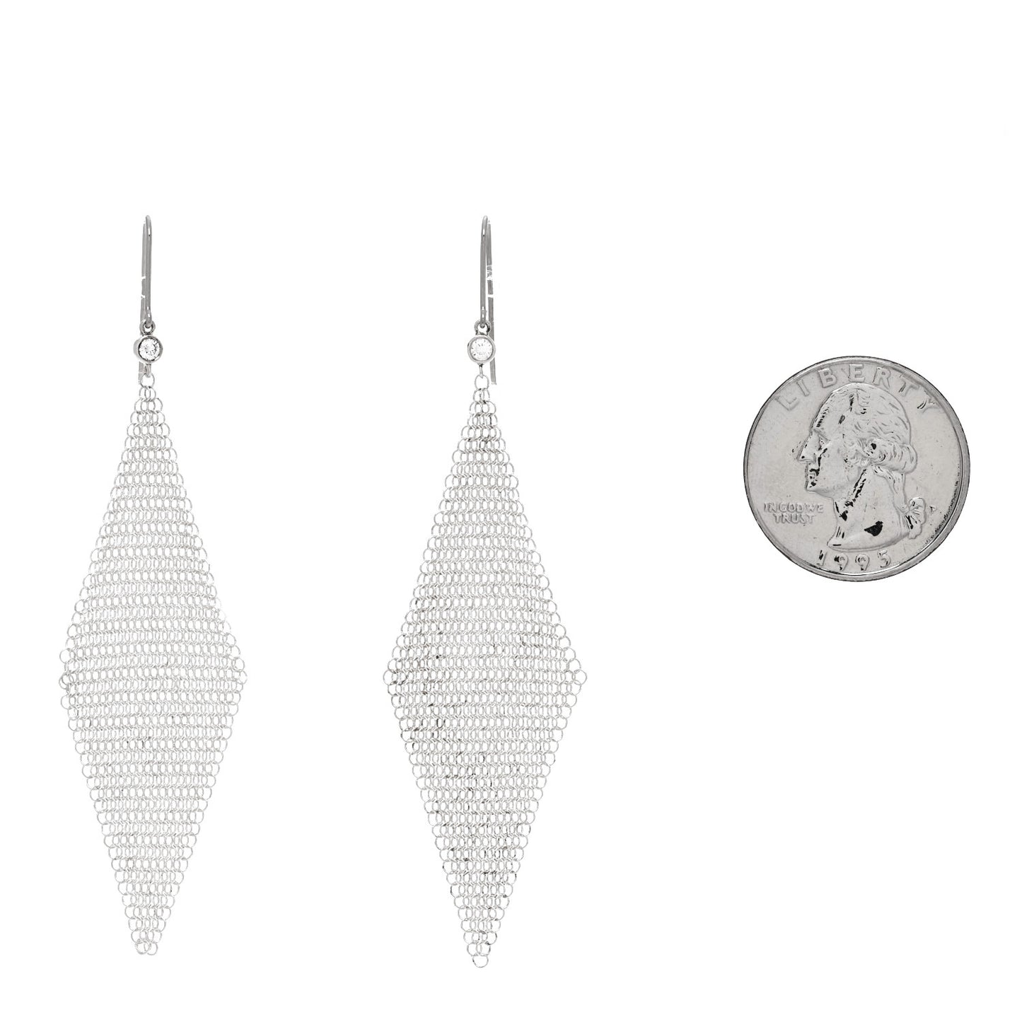 Sterling Silver Diamond Elsa Peretti Mesh Earrings