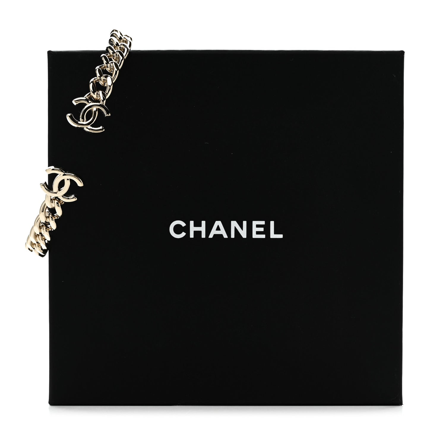 Metal CC Chain Link Choker Necklace L Gold