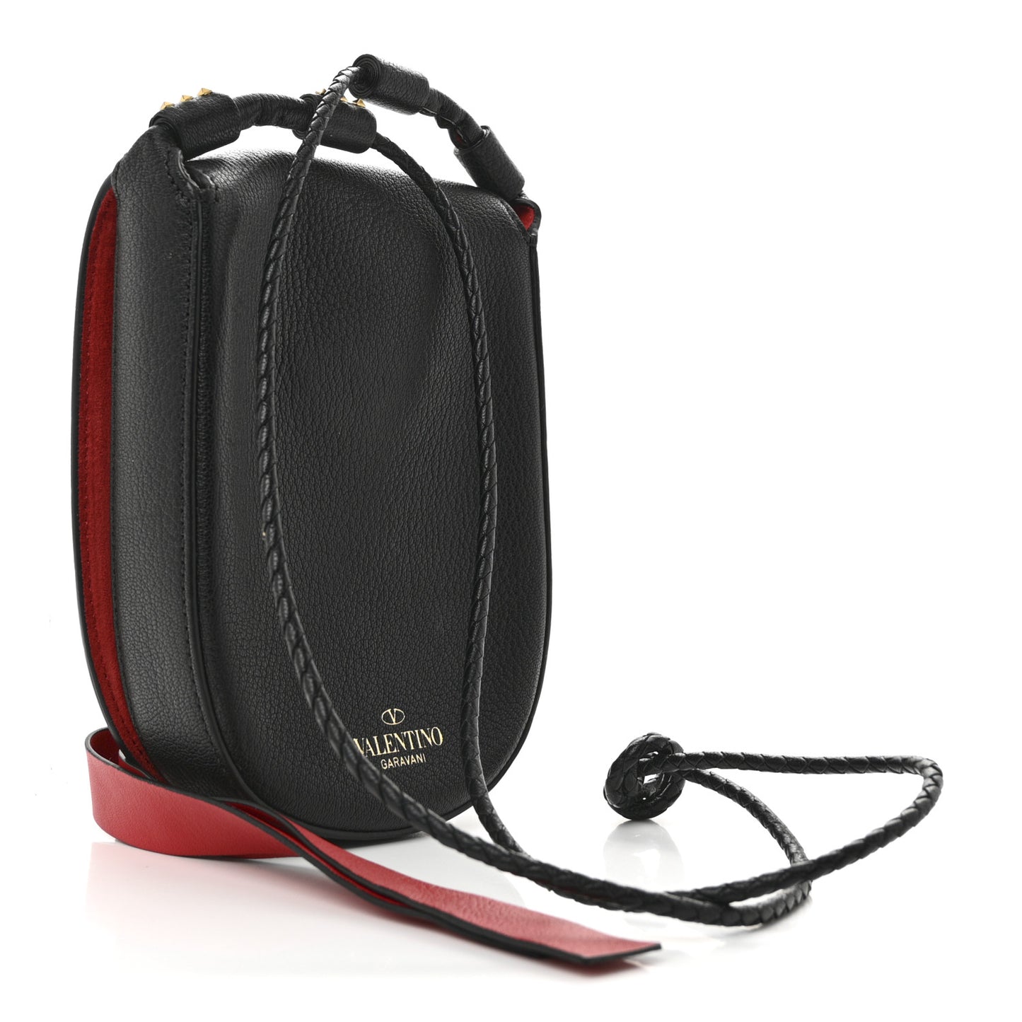 Goatskin VRing Crossbody Bag Black