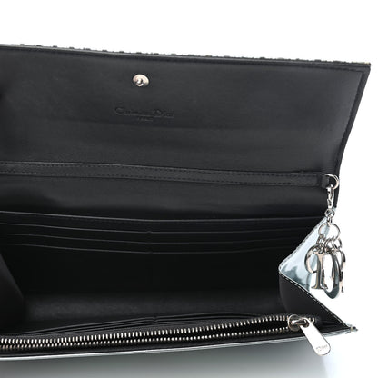 Christian Dior Metallic Calfskin Micro-Cannage Lady Dior Croisiere Chain Wallet Blue 5 of 8