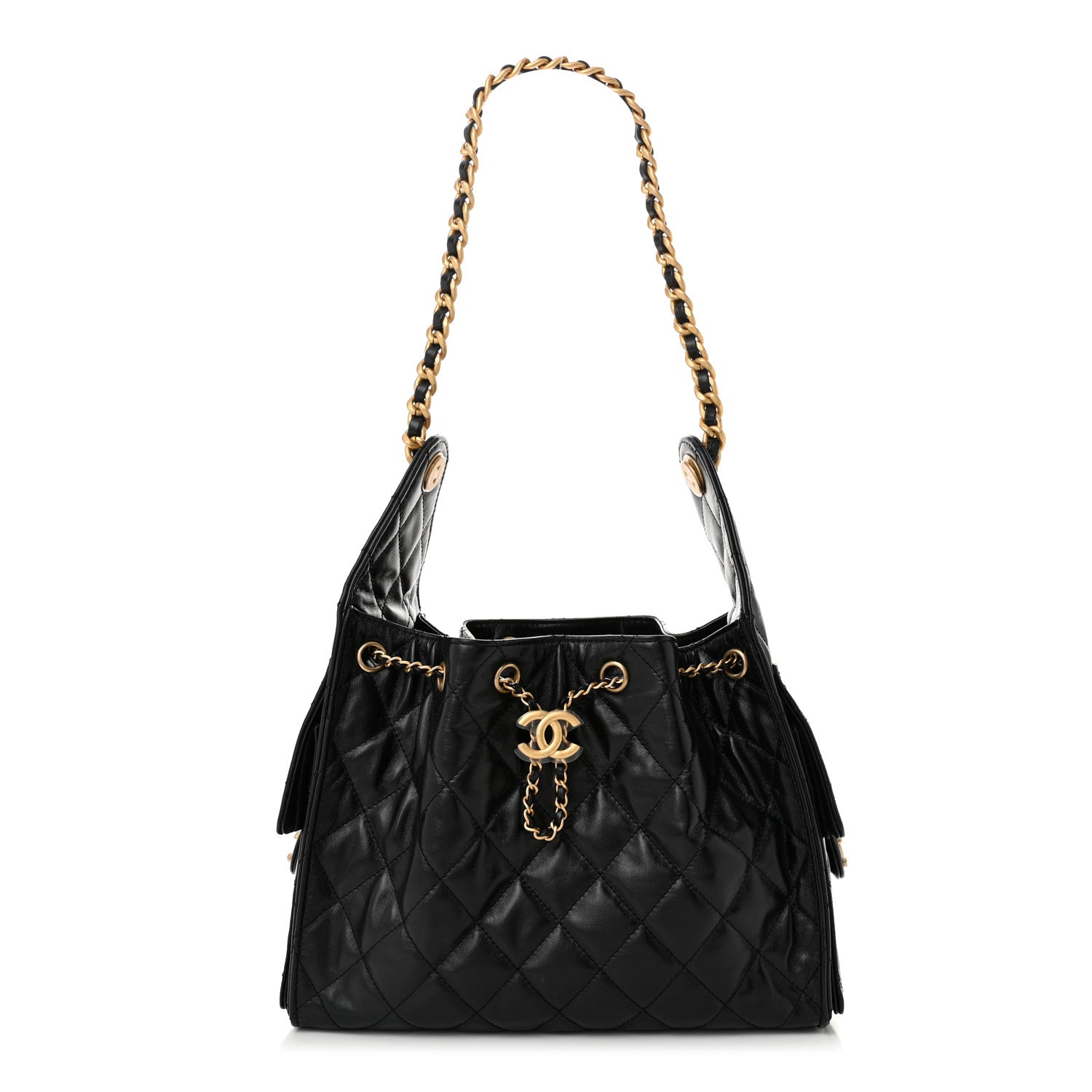 Chanel Shiny Calfskin Quilted Small Chanel 25 Handbag Black 1 of 11