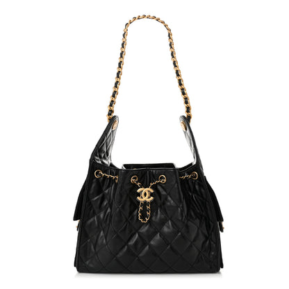Chanel Shiny Calfskin Quilted Small Chanel 25 Handbag Black 1 of 11