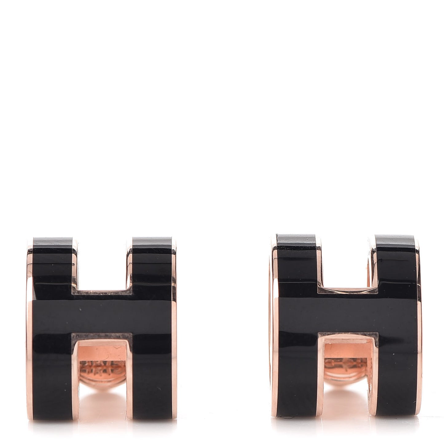 Rose Gold Lacquered Pop H Earrings Black