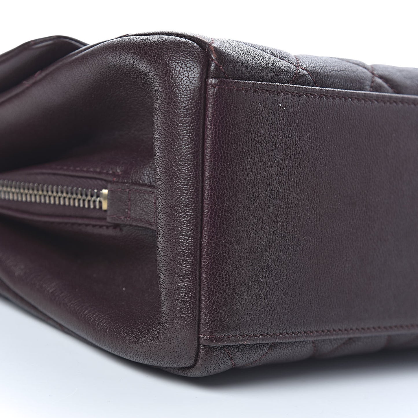 Shiny Sheepskin Quilted Small Trapezio Flap Dark Burgundy