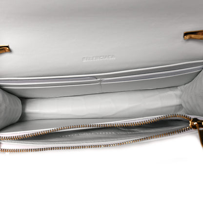 Balenciaga Extra Supple Calfskin Crocodile Embossed Gossip Wallet On Chain Optic White 5 of 9