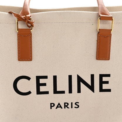 Celine Canvas Calfskin Horizontal Cabas Natural Tan 7 of 14