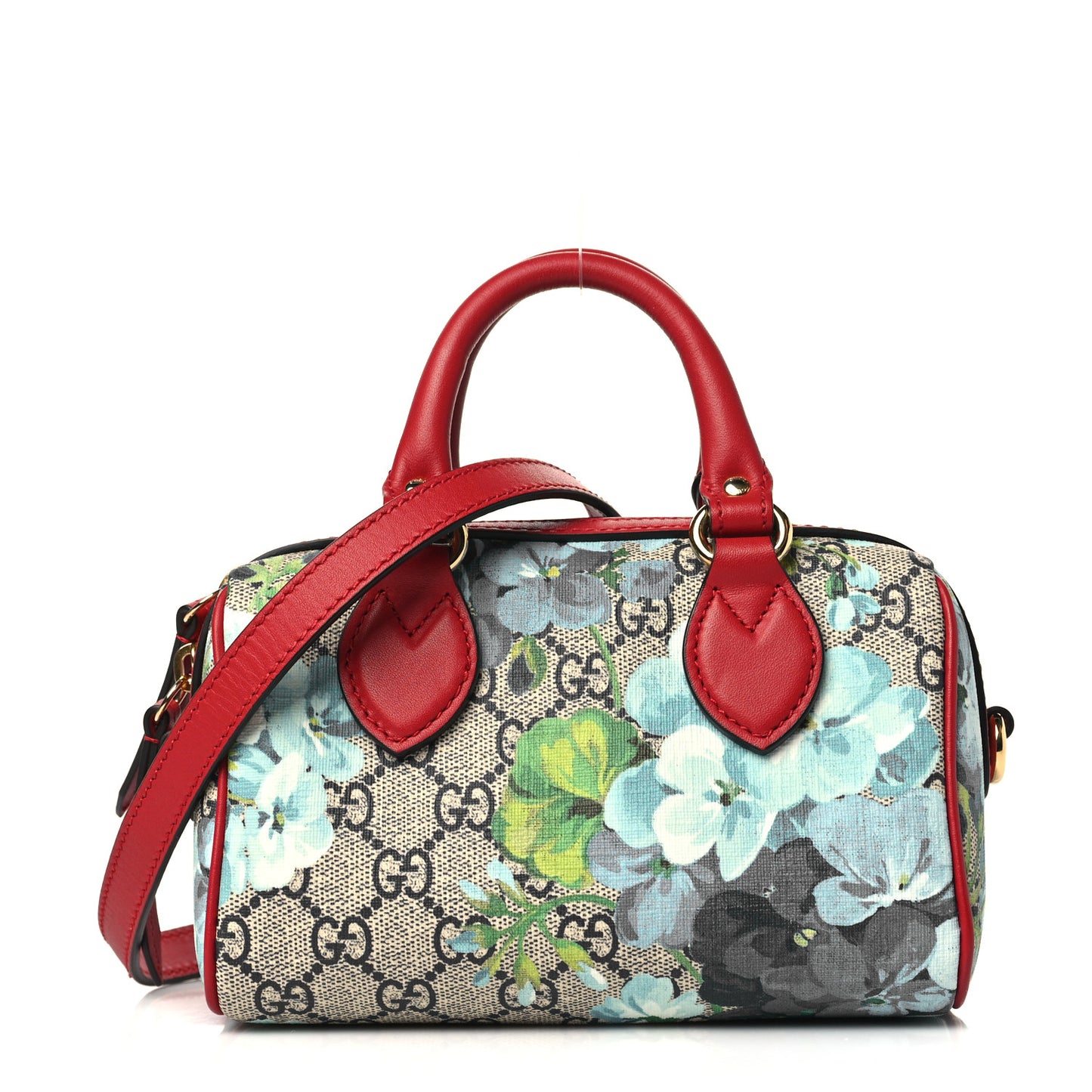 GG Supreme Monogram Blooms Mini Boston Navy Blue Hibiscus
