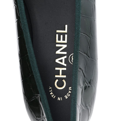 Chanel Crocodile Embossed Patent Calfskin Ballet Flats 36.5 Dark Green Black 8 of 10