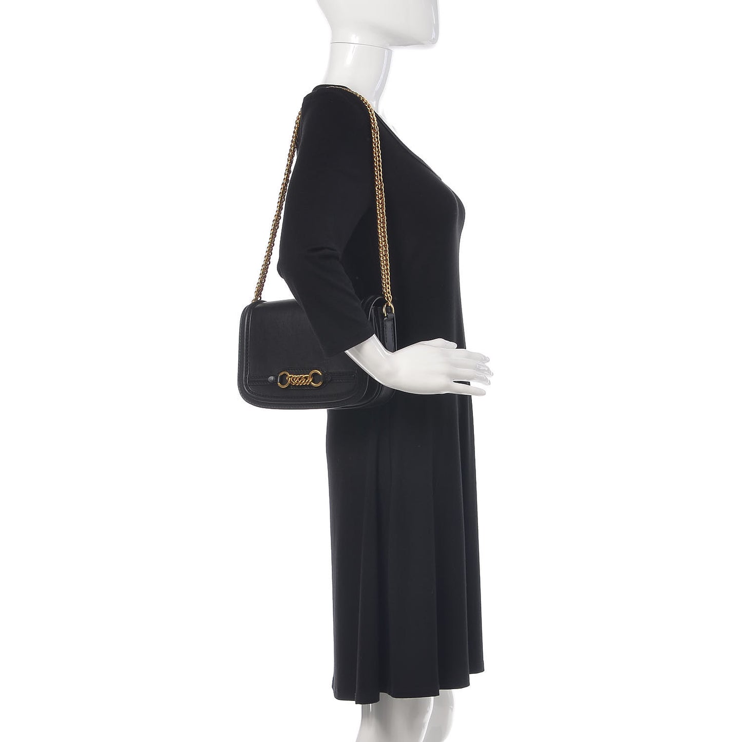 Soft Calfskin Link Flap Crossbody Black