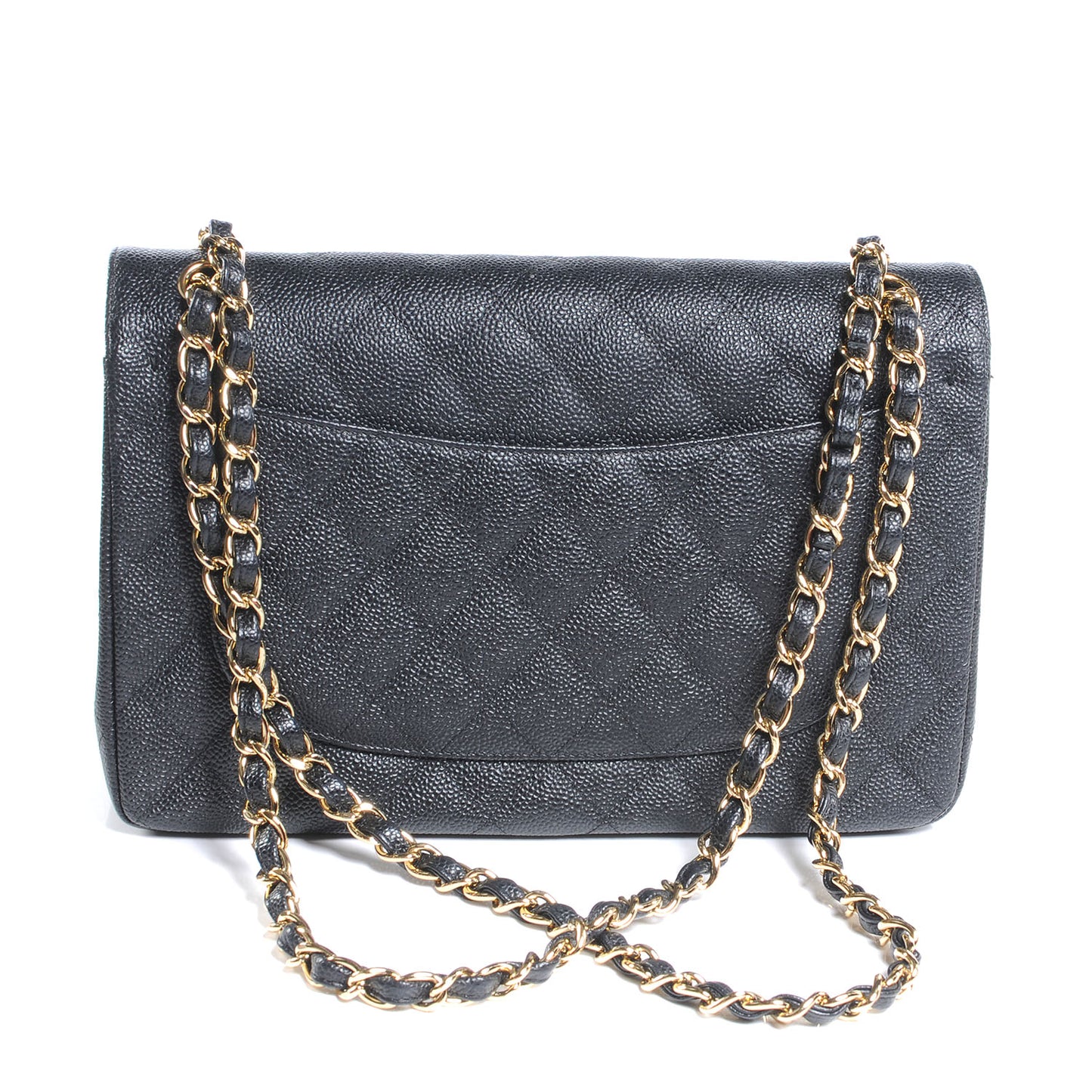 Caviar Quilted Jumbo Double Flap Black