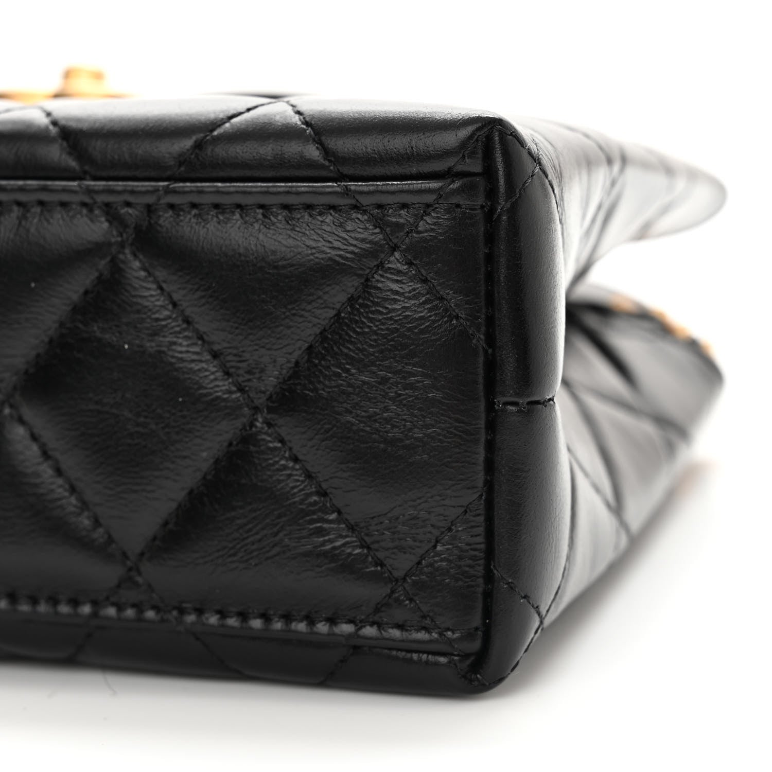Chanel Shiny Aged Calfskin Quilted Nano Kelly Shopper Black 10 of 11