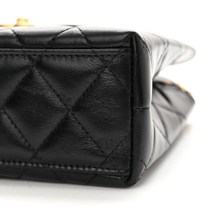 Chanel Shiny Aged Calfskin Quilted Nano Kelly Shopper Black 10 of 11