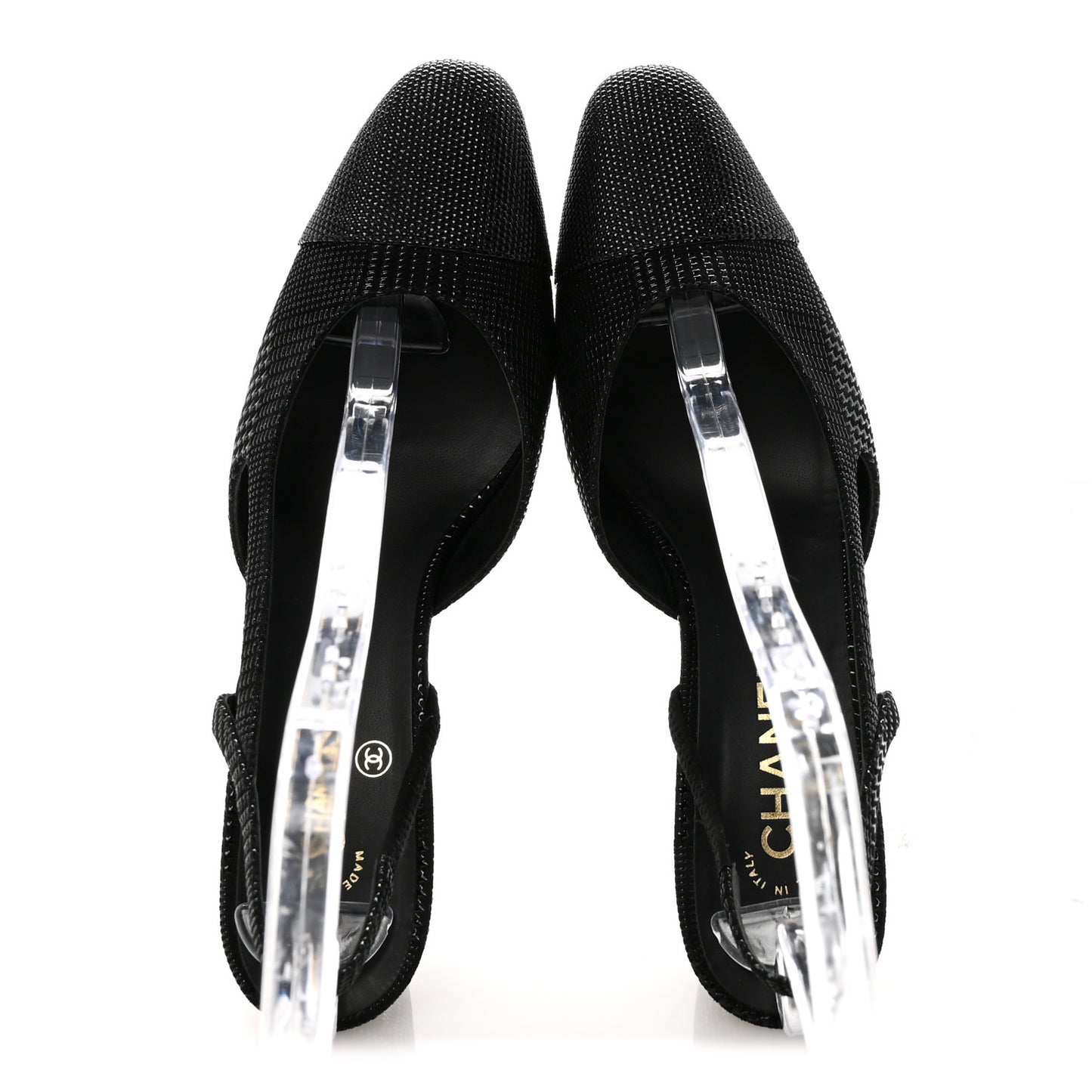 Suede Kidskin Cap Toe CC Slingback Pumps 40 Black
