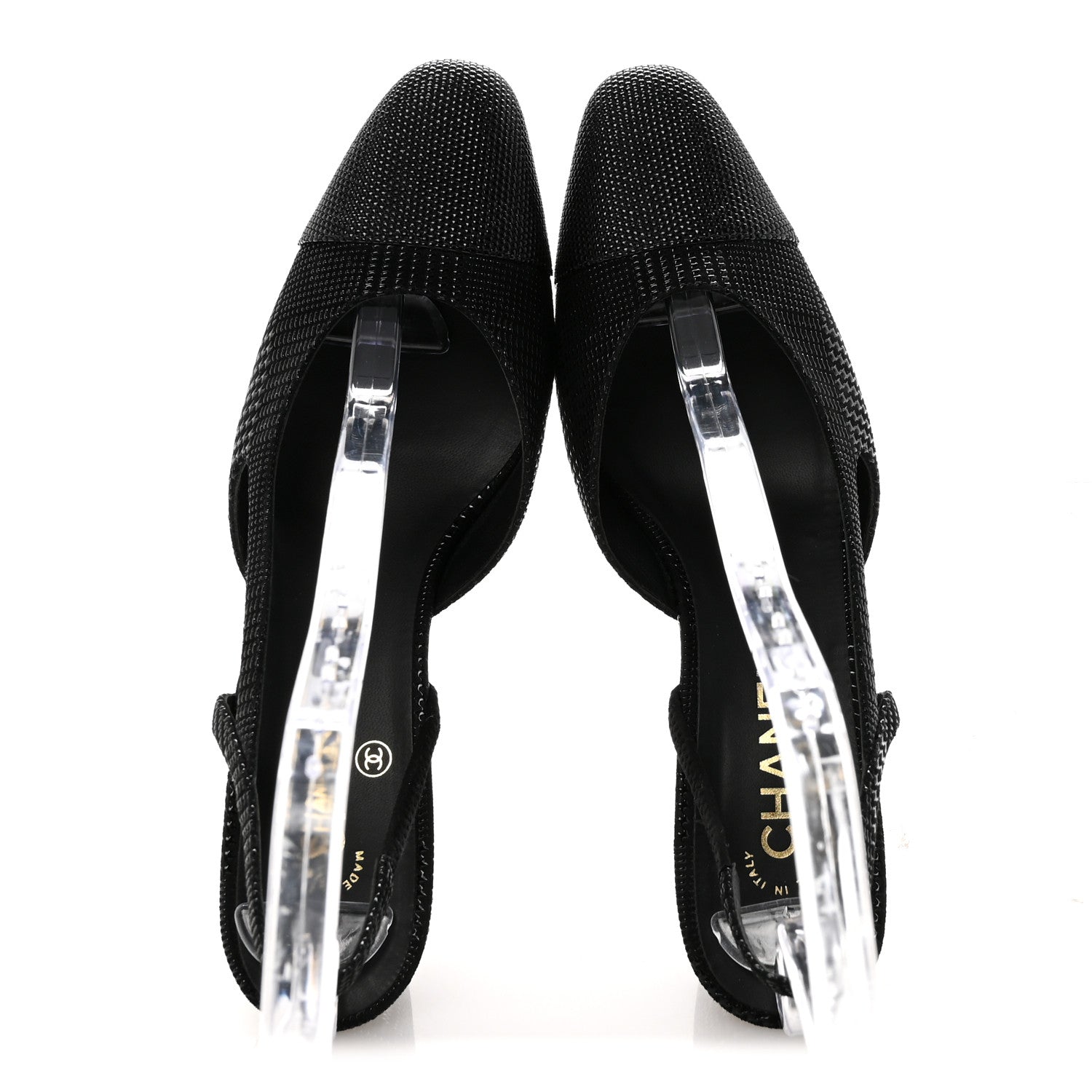 Chanel Suede Kidskin Cap Toe CC Slingback Pumps 40 Black 2 of 9
