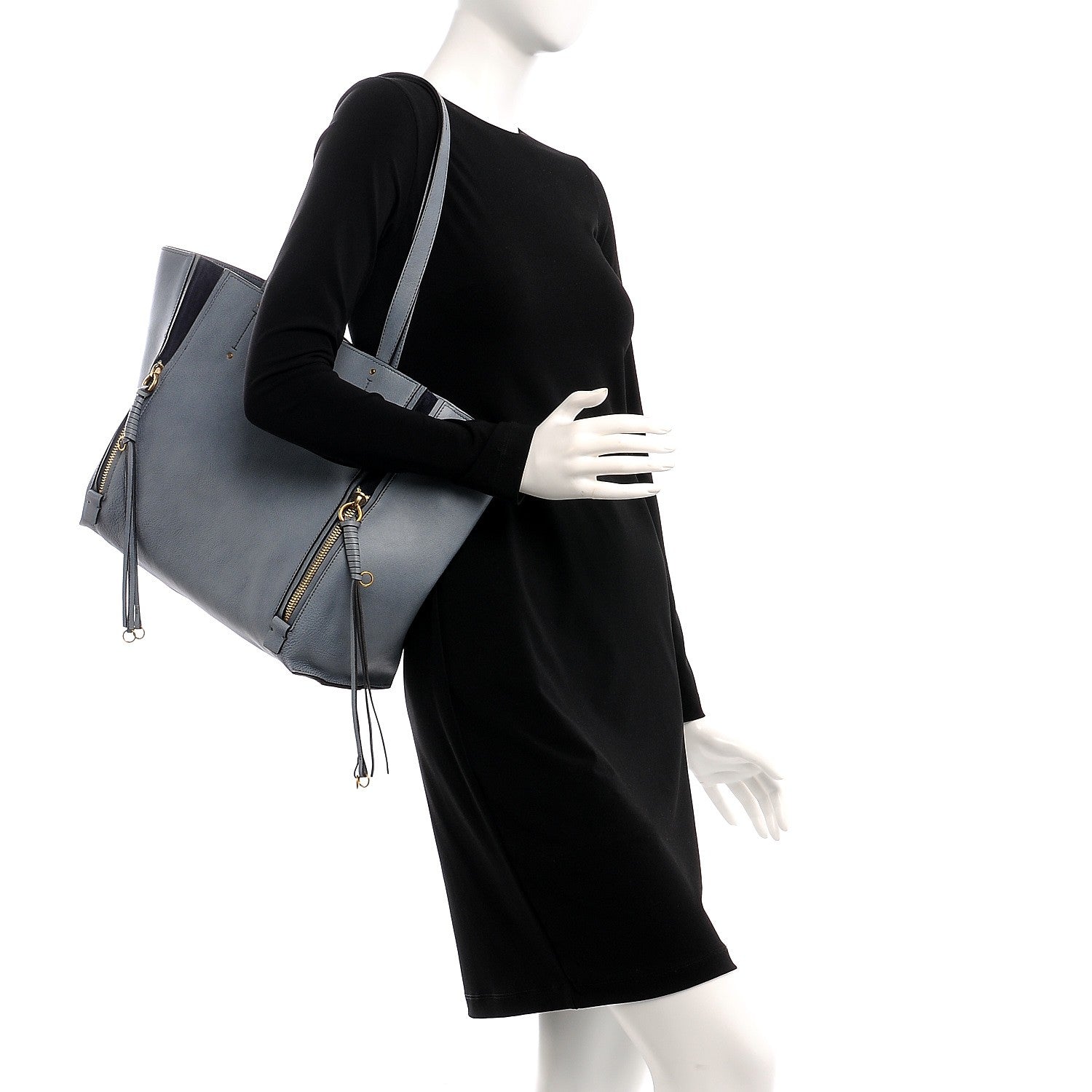 Chloe Smooth Calfskin Medium Milo Shopping Tote Cloudy Blue 2 of 11