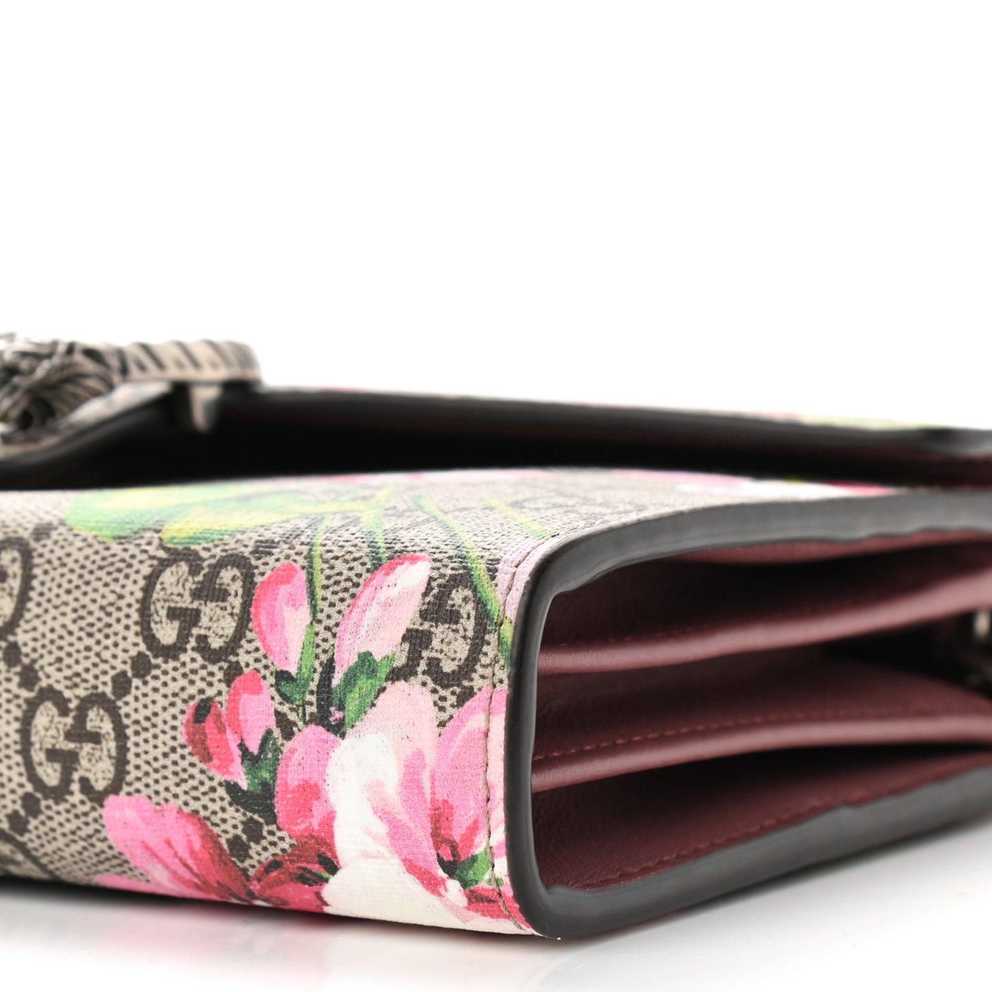 GG Supreme Monogram Blooms Mini Dionysus Chain Wallet Beige Multicolor Dry Rose