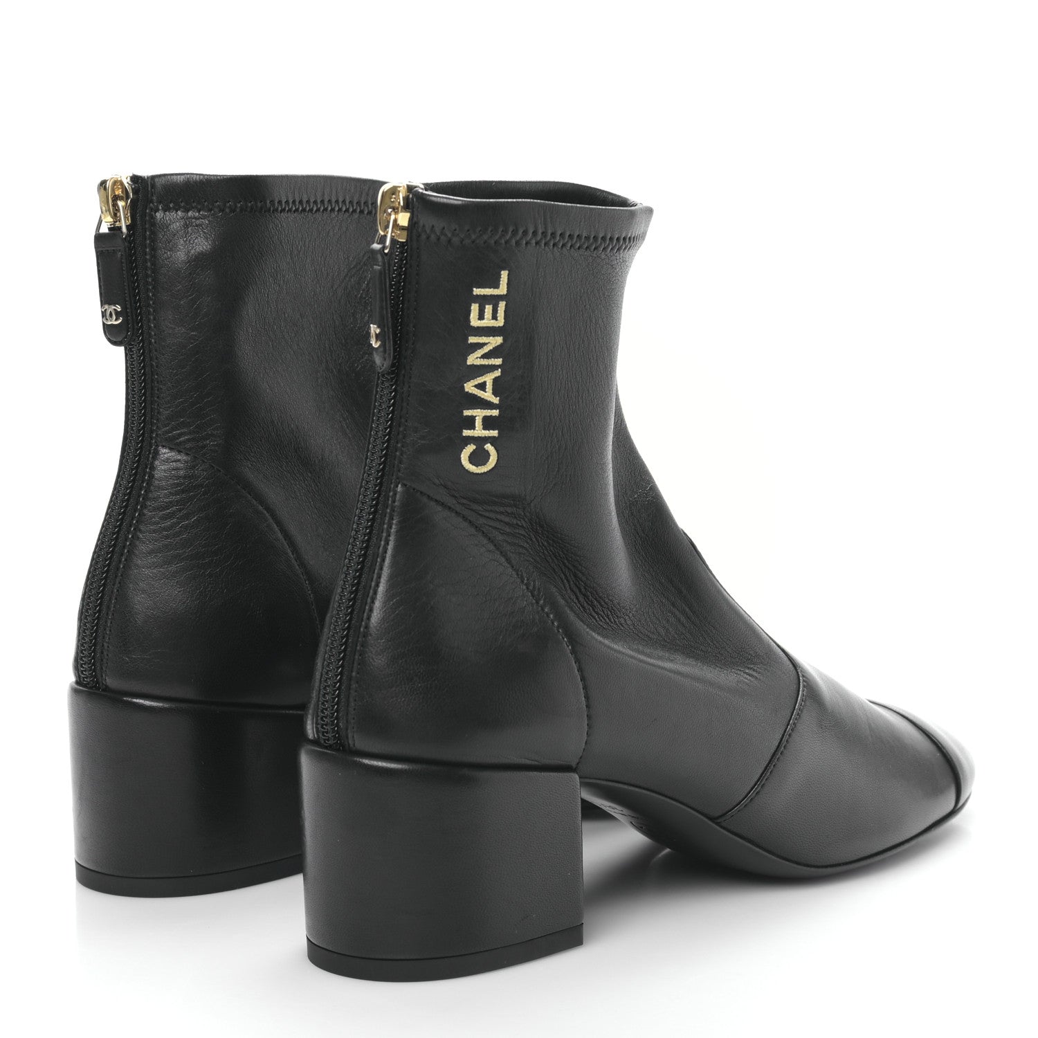 Chanel Lambskin Logo Ankle Boots 36.5 Black 4 of 8