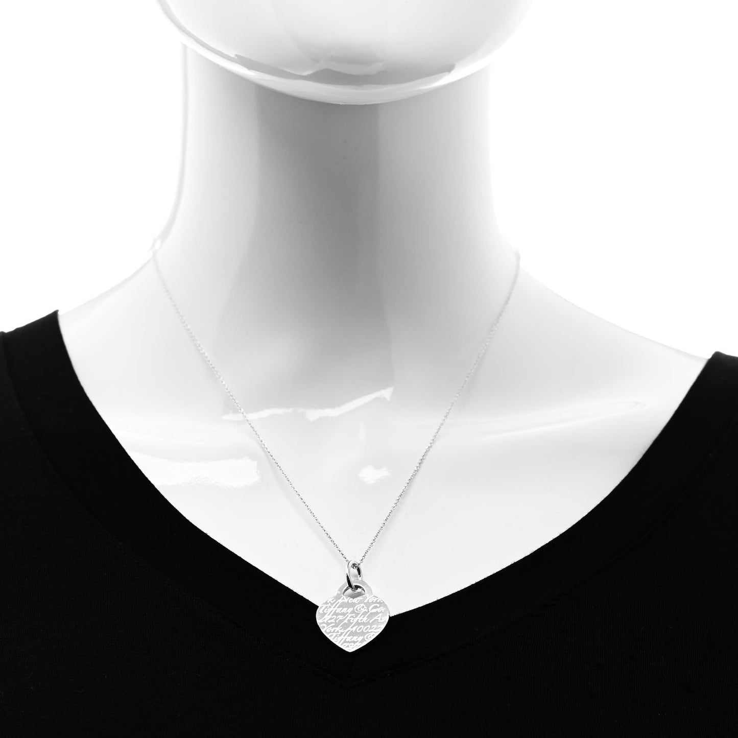 Sterling Silver Notes Heart Tag Charm Necklace