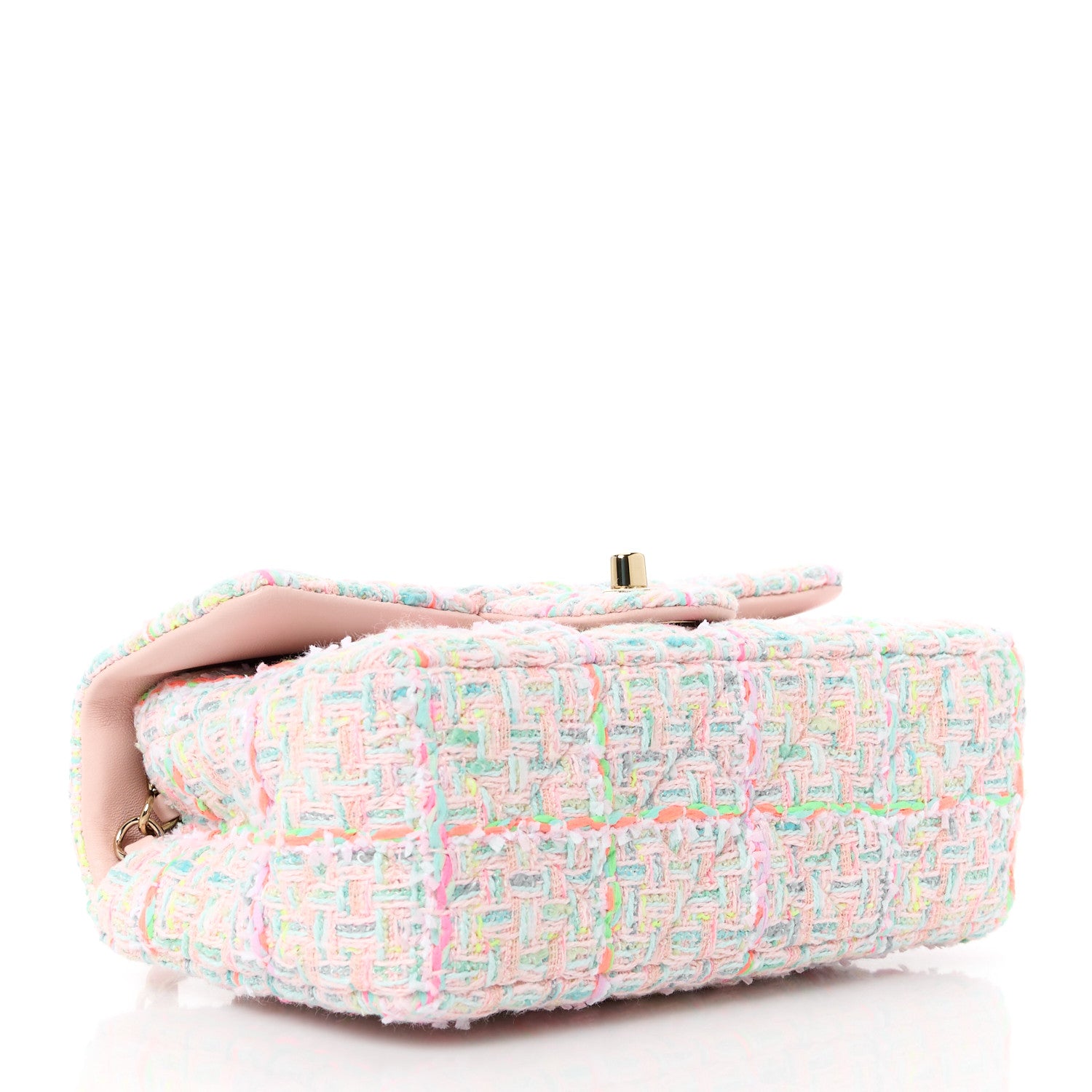 Chanel Tweed Quilted Mini Rectangular Flap Pink Green Orange Purple 4 of 13
