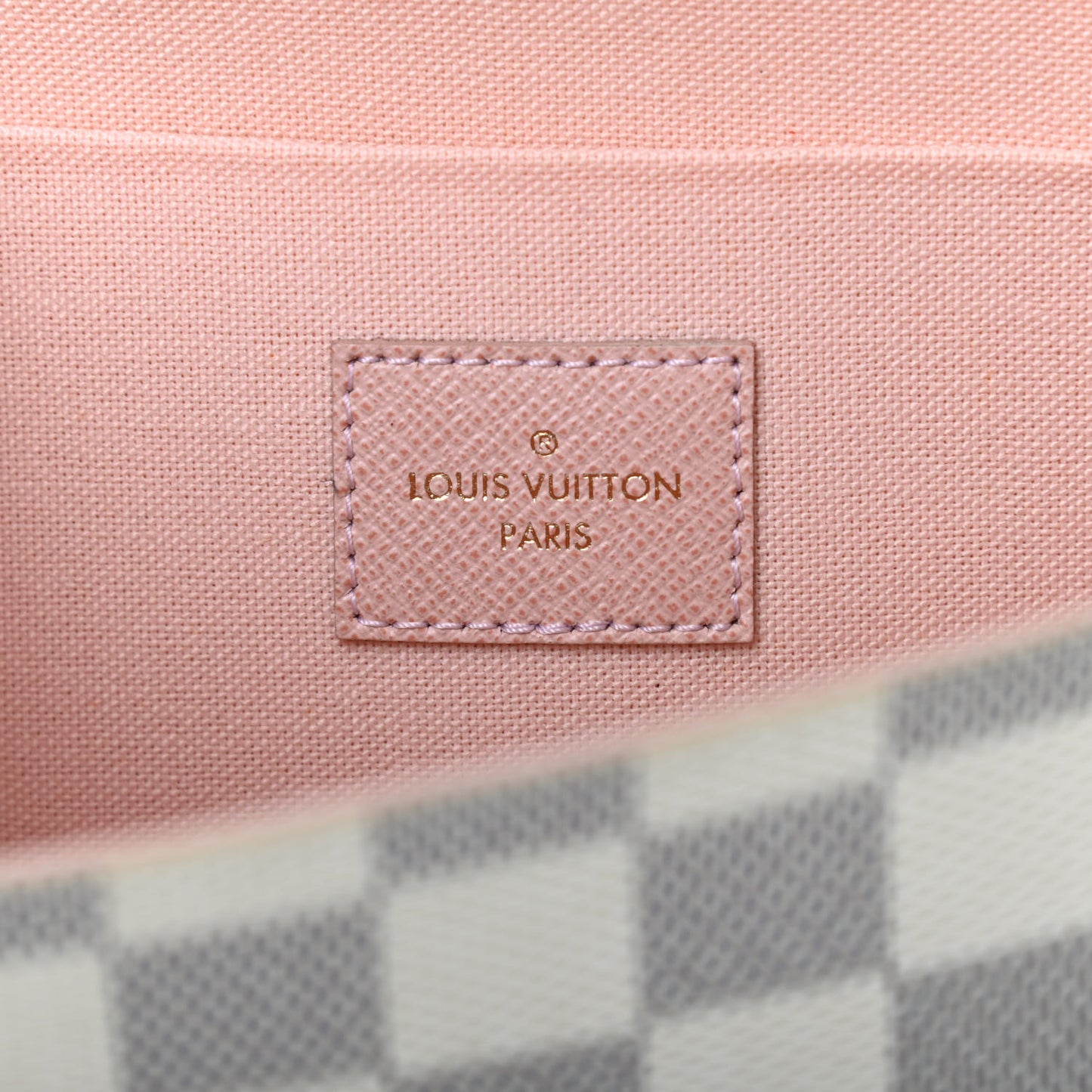Damier Azur Pochette Felicie Chain Wallet Rose Ballerine