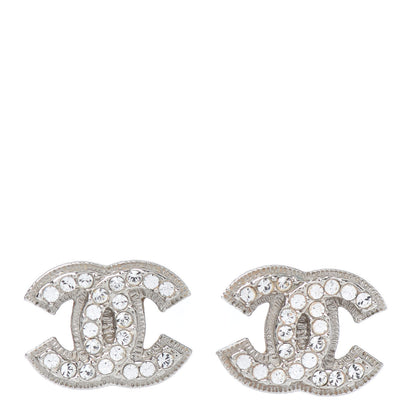 Chanel Crystal Mini Timeless CC Earrings Silver 1 of 3