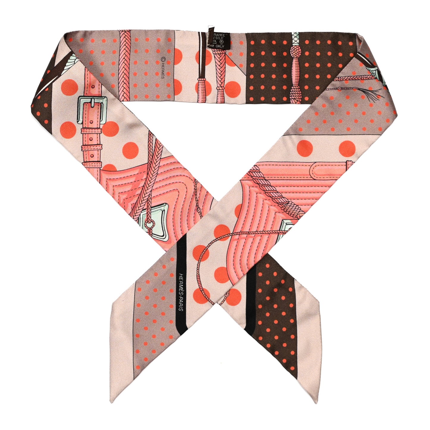 Silk Clic Clac a Pois Twilly Rose Nacre Marron Corail