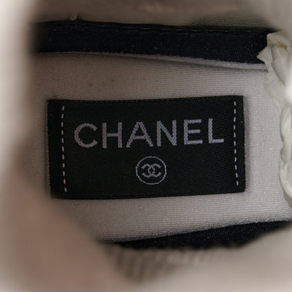 Chanel Suede Calfskin Knit CC Sneakers 38 Dark Blue Light Grey 9 of 10